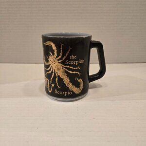 Scorpio Astrology Zodiac Sign FEDERAL Black Gold Scorpion Coffee Mug Cup Vtg
